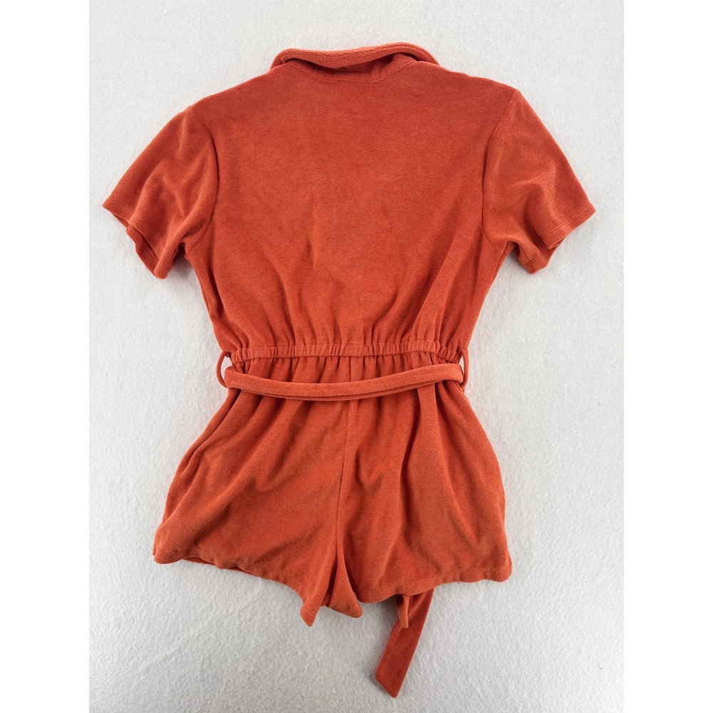 Beach Riot Gia - Terry Cloth Snap Front Belted Romper - Orange - M - Women - Picture 2 of 9